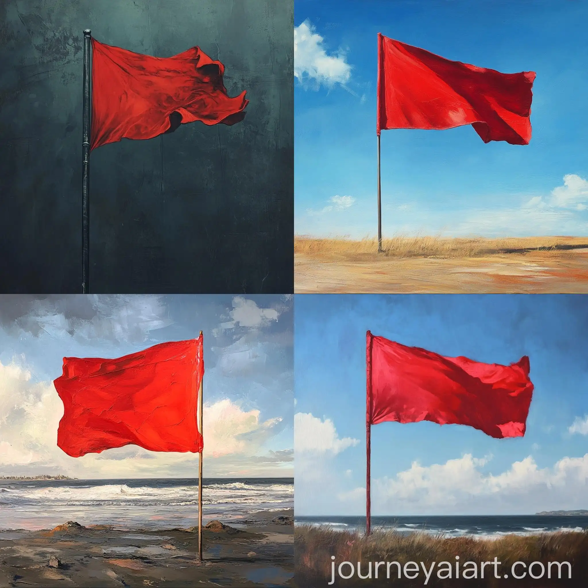 Vibrant-Red-Flag-Fluttering-in-the-Wind