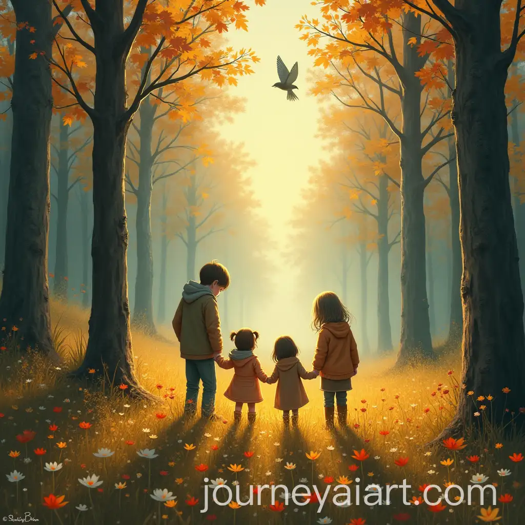 SereneAI-Image-Prompt-Expansion-Moment-in-Nature-with-Silver-Bird-and-Golden-Autumn