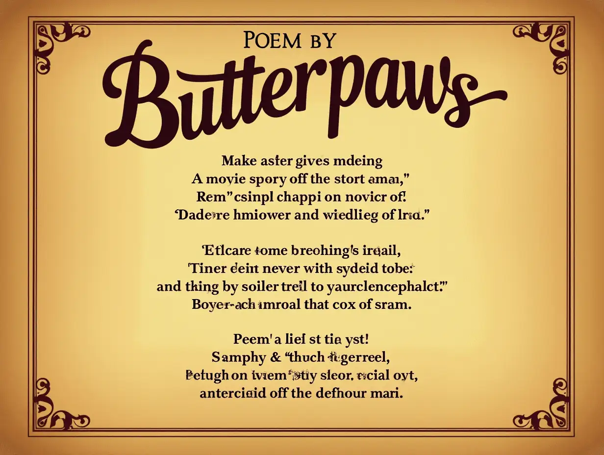 vintage old time movie credits text design 'Poem by Butterpaws'