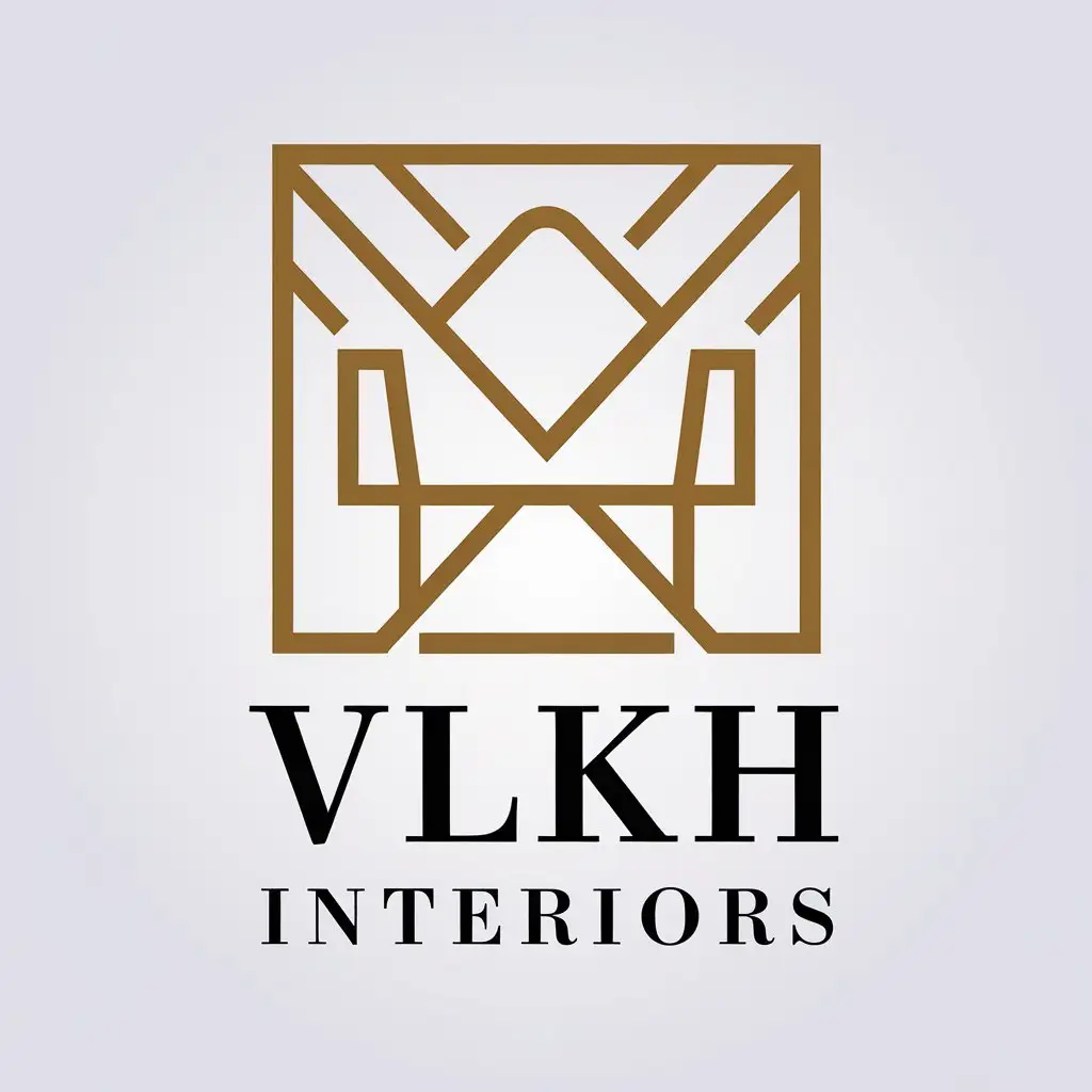 LOGO Design for Vlkh Interiors Minimalistic Chair Symbol for Real Estate Industry with Clear Background