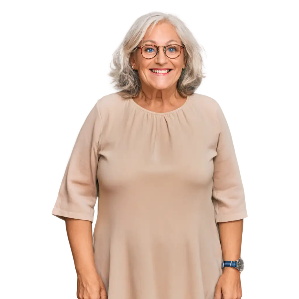 Realistic-Mid-Length-Portrait-of-a-65YearOld-Woman-with-Spectacles-in-PNG-Format