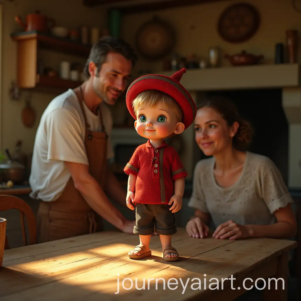 Parents-Adoring-Their-Tiny-Son-in-a-Cozy-Rustic-Kitchen