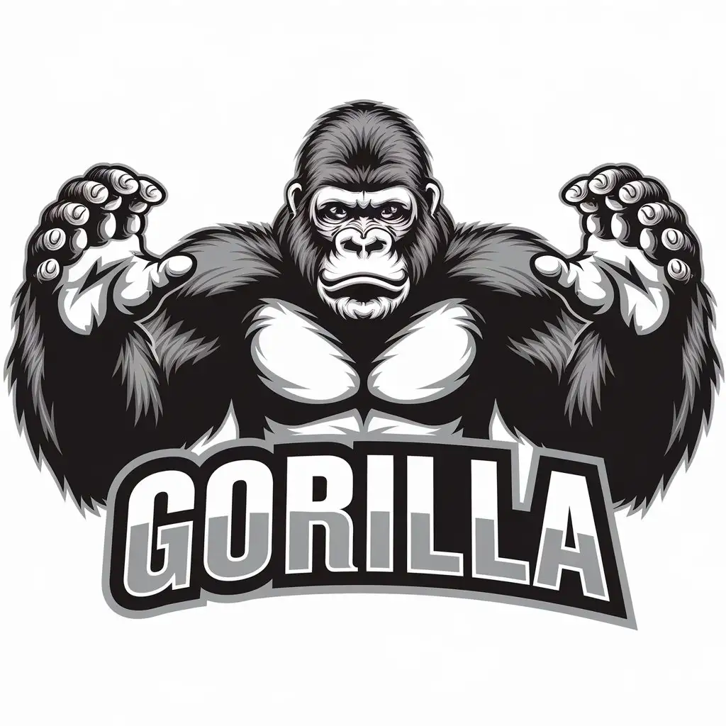 LOGO-Design-for-Gorilla-Powerful-Gorilla-Symbol-on-Clear-Background