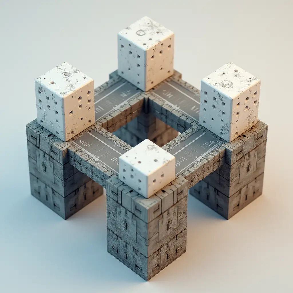 Two separate cube that connected with two bridge