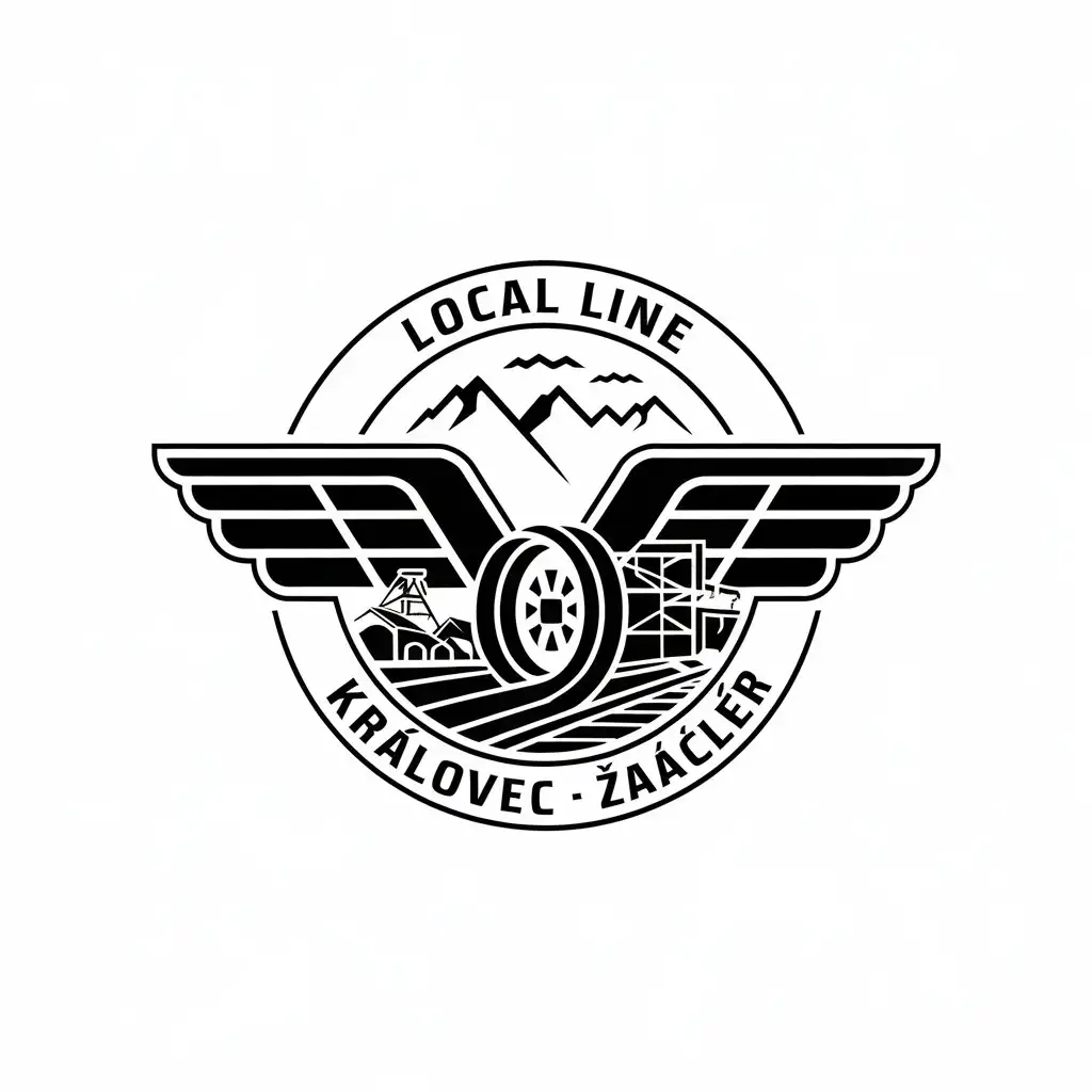 LOGO Design for Local line Krlovec acl Winged Wheel Tracks Mountains and Railway Station Theme for Travel Industry