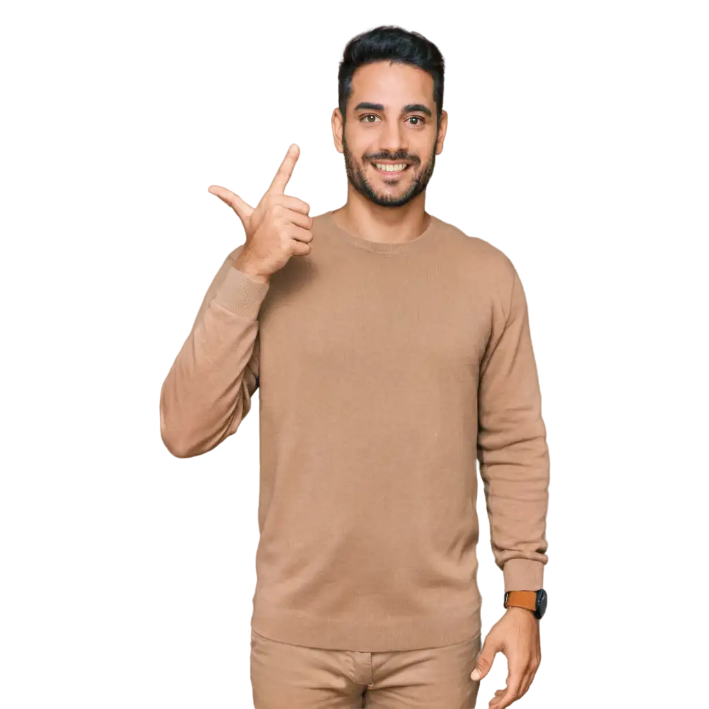 PNG-Image-of-a-Smiling-Man-with-Finger-Raised-High-Quality-and-Versatile-Format