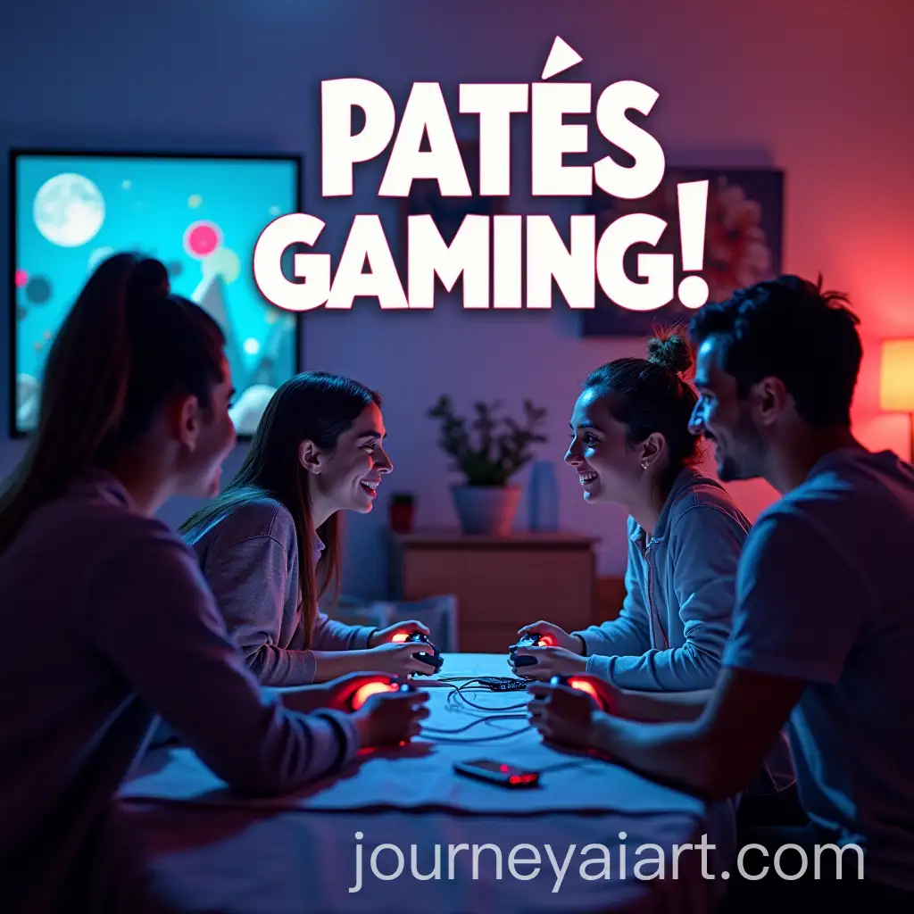 Friends-Enjoying-Online-Gaming-Together-Promotional-Poster-Design