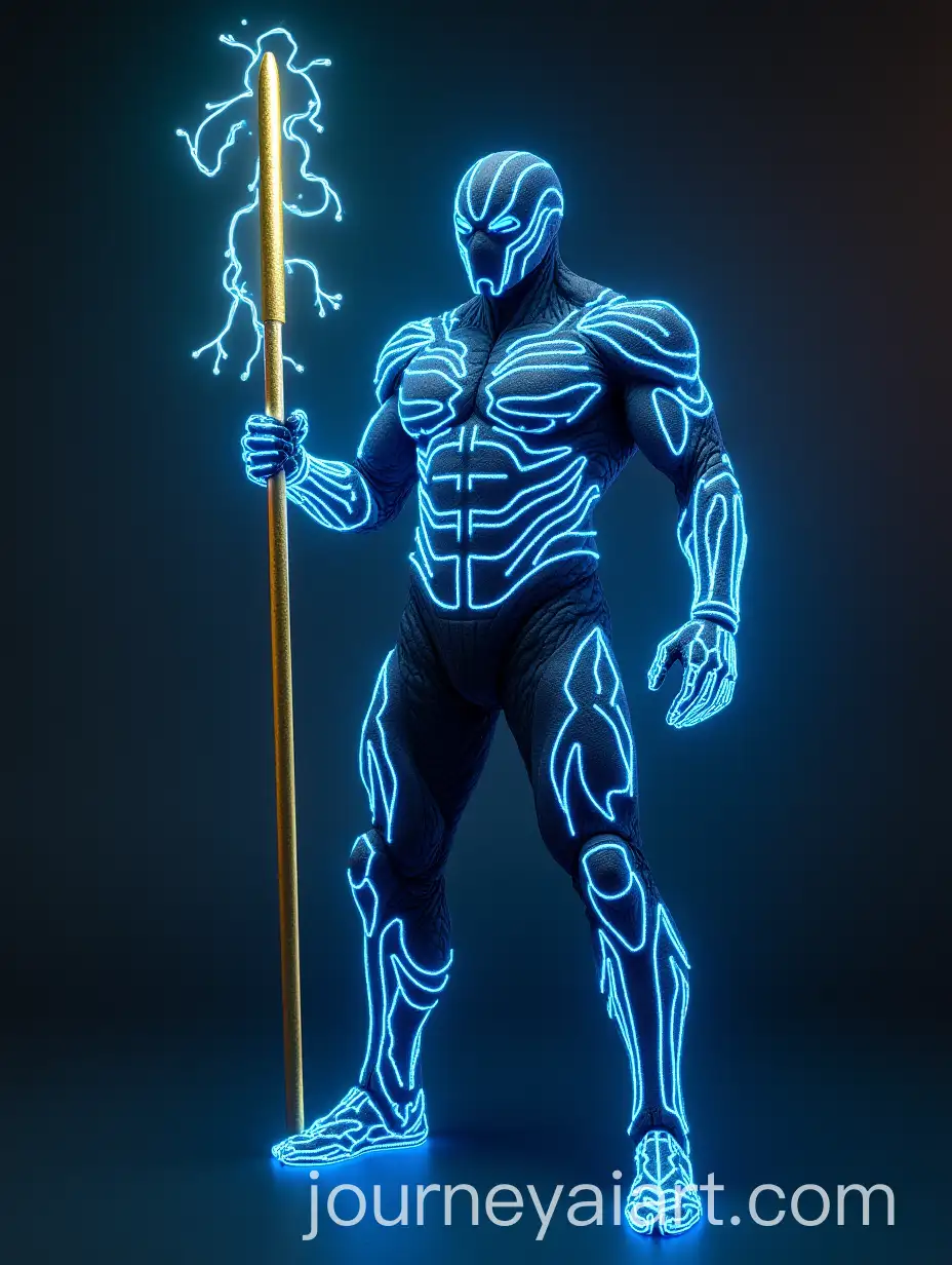 Futuristic-Superhero-in-Blue-Neon-Armor-Wielding-a-Golden-Electric-Baton