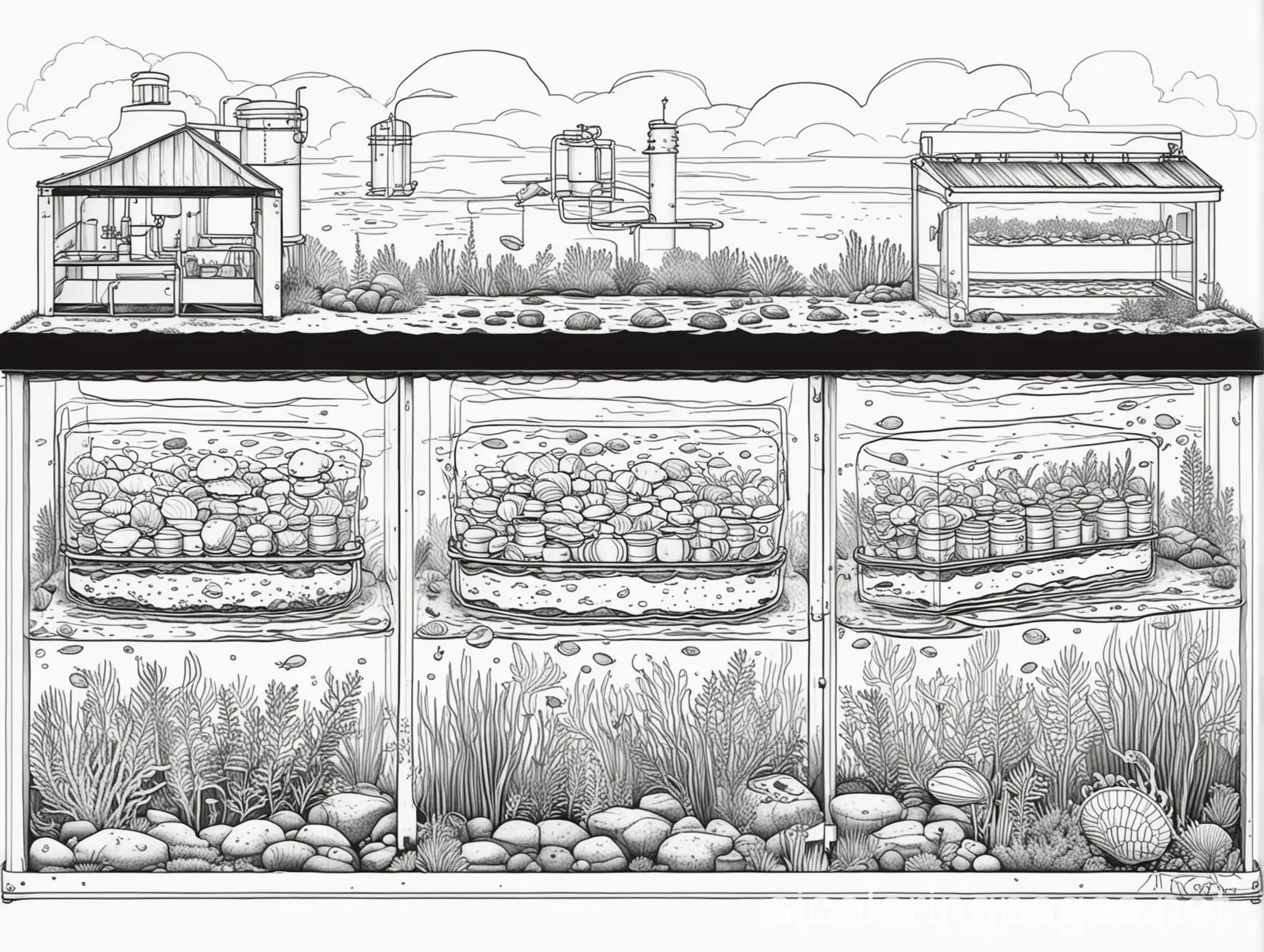 Shellfish-Aquaculture-Hatchery-with-Tanks-and-Algae-Coloring-Page