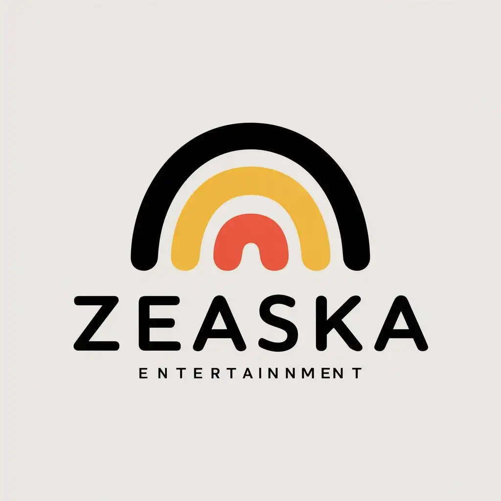 a vector logo design,with the text "ZEASKA", main symbol:rainbow,Minimalistic,be used in Entertainment industry,clear background