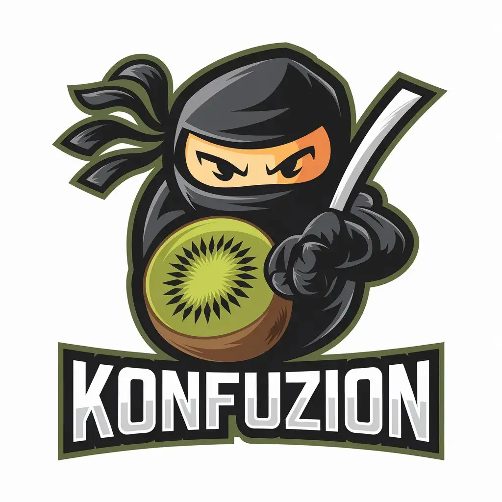 LOGO Design For Konfuzion Ninja Kiwi Symbol in Vector Style for Technology Industry