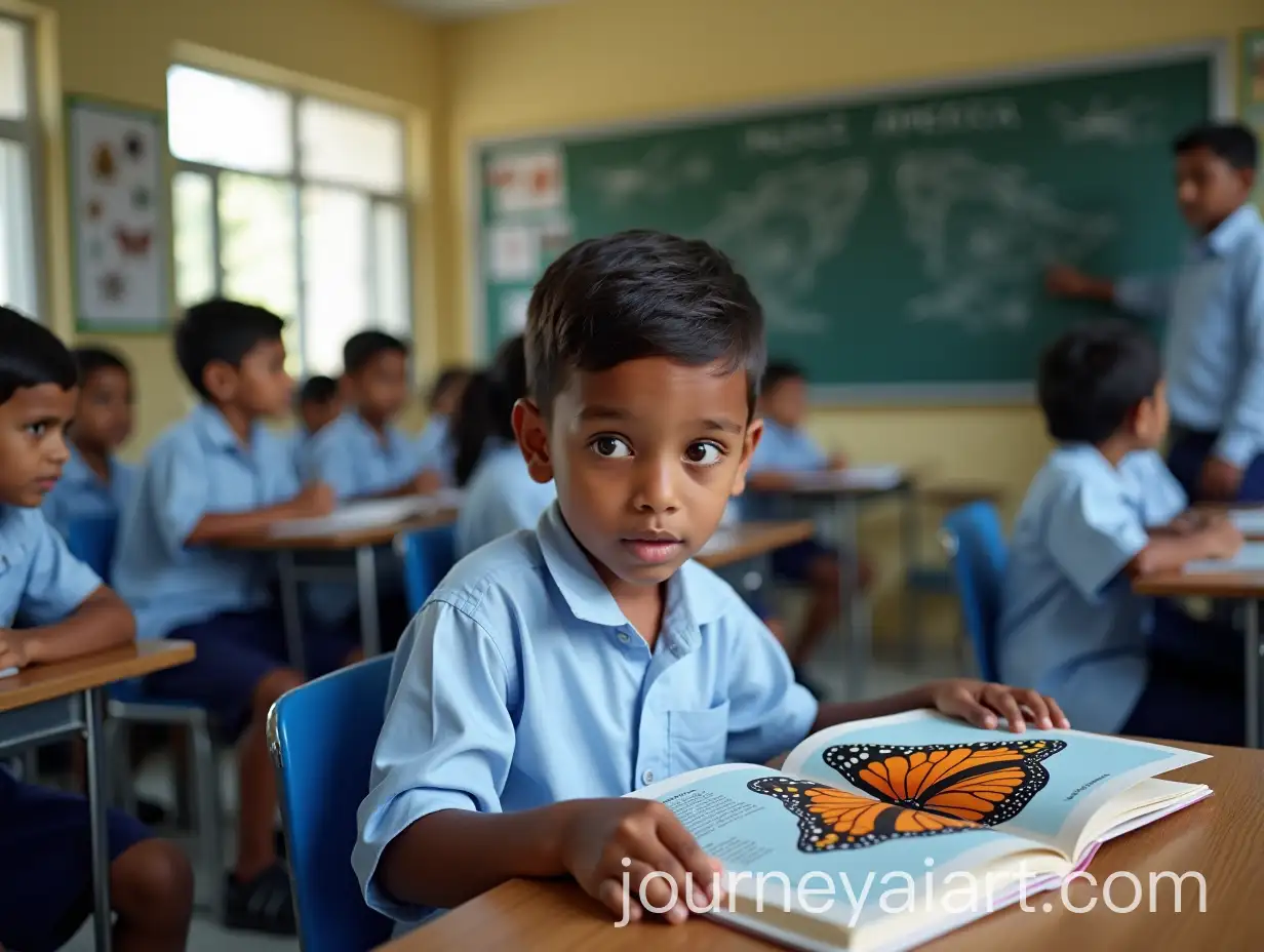Indian-Boy-in-Mumbai-Classroom-Learning-AboutAI-Art-Prompt-Expansion-Monarch-Butterfly