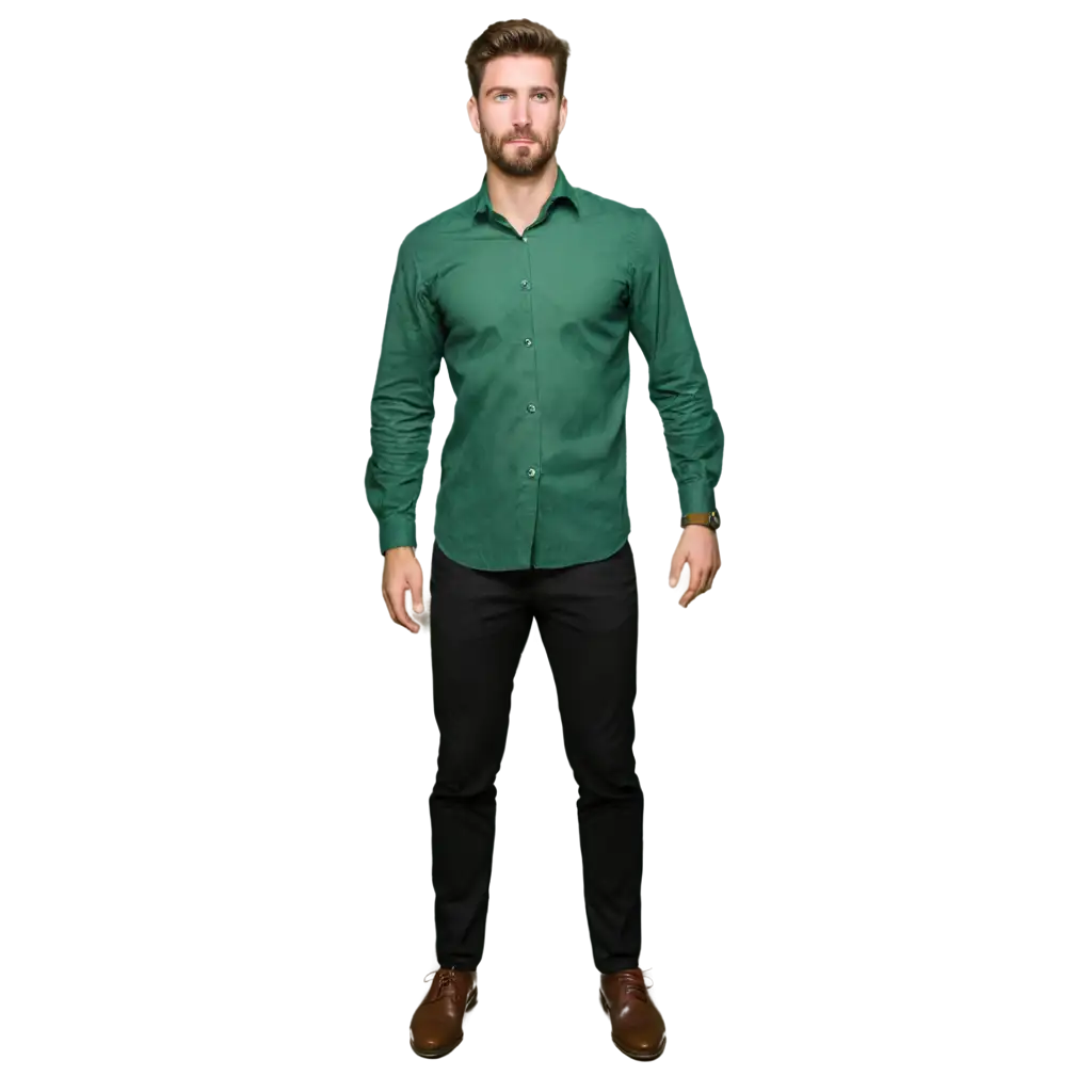 Professional-PNG-Image-Man-in-Green-Dress-Shirt-and-Black-Pants