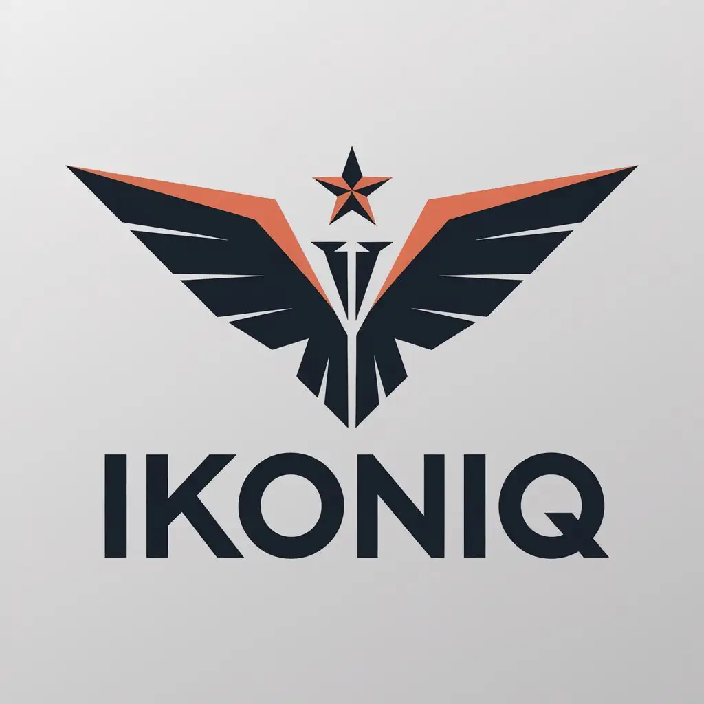 LOGO Design for Ikoniq Entertainment Sharp Eagle Wings I Star Symbol with Clear Background