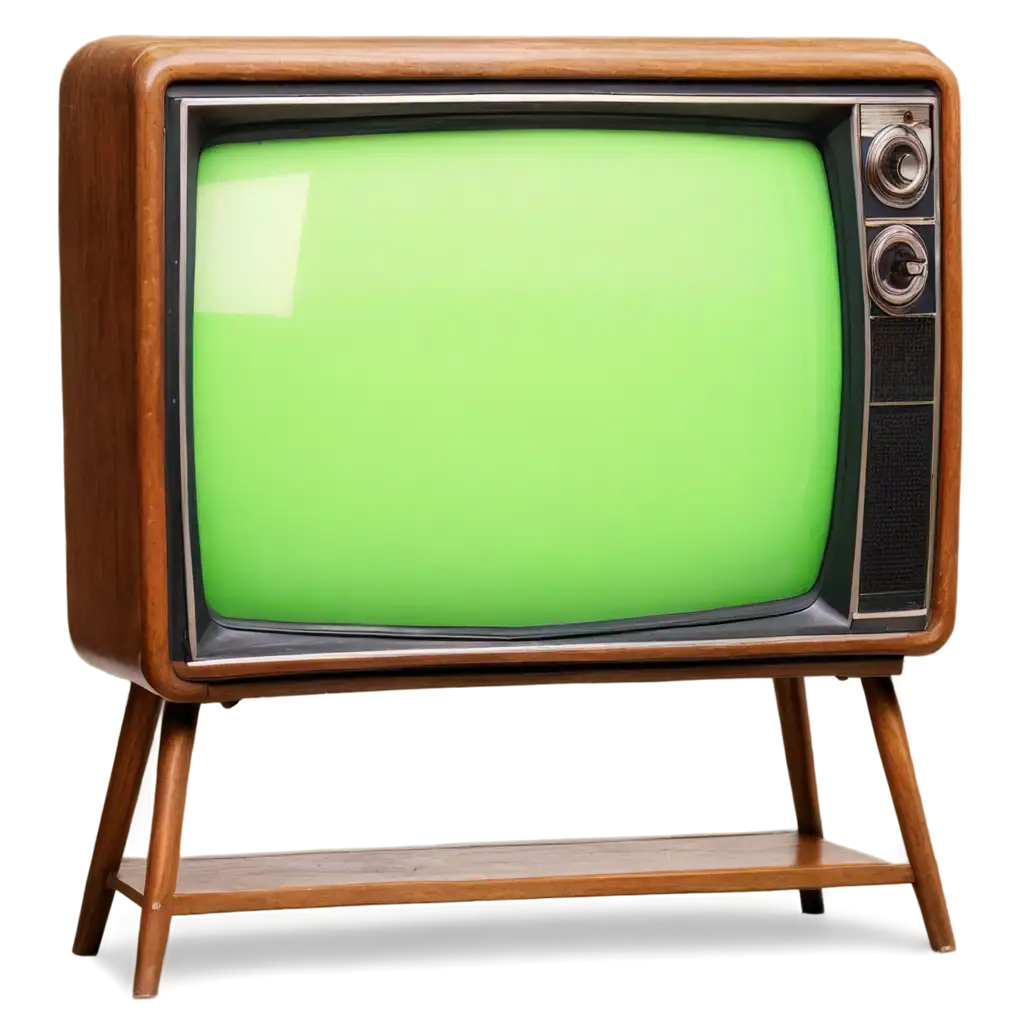 Retro-Wooden-Frame-TV-PNG-with-Green-Chroma-Key-Screen-Vintage-Aesthetic-Image