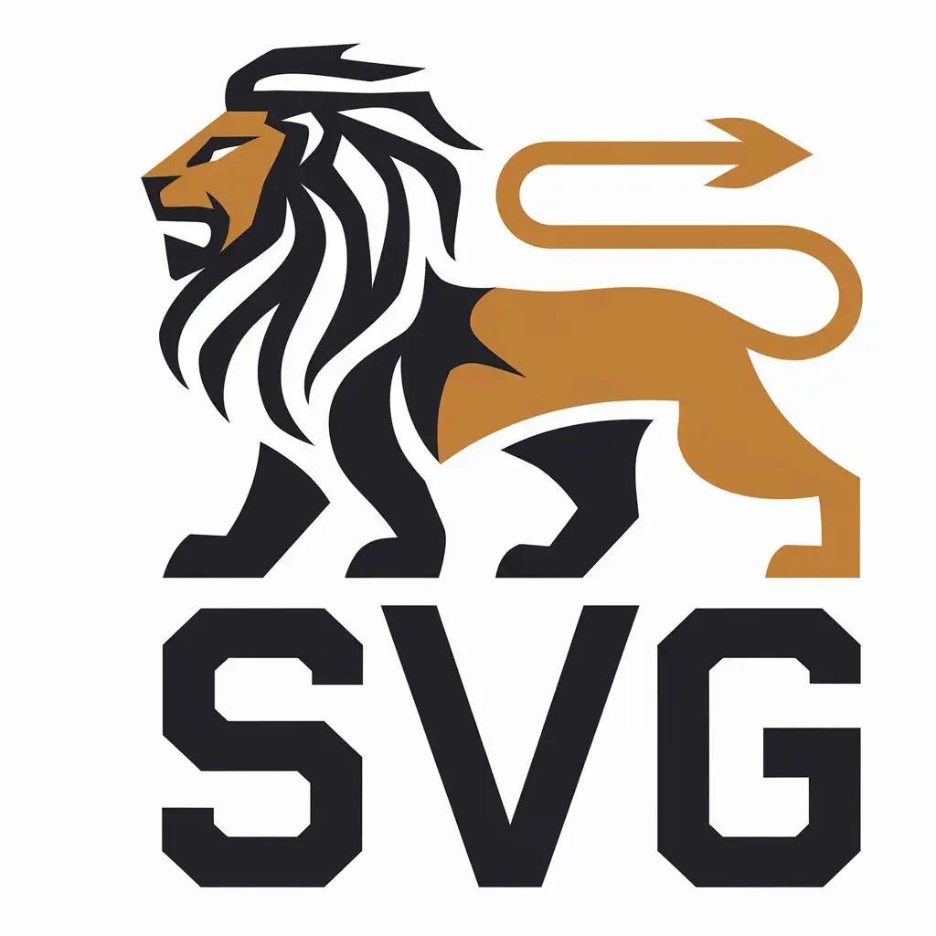 a vector logo design,with the text "svg", main symbol:a vector logo design,with the text 'soberanIA', main symbol:Lion, Moderate, be used in Internet industry, clear background,Moderate,clear background