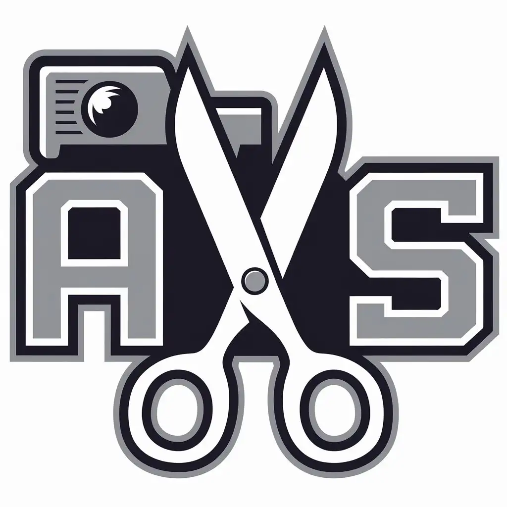 a vector logo design,with the text "AS", main symbol:Video and scissors,Moderate,be used in Internet industry,clear background