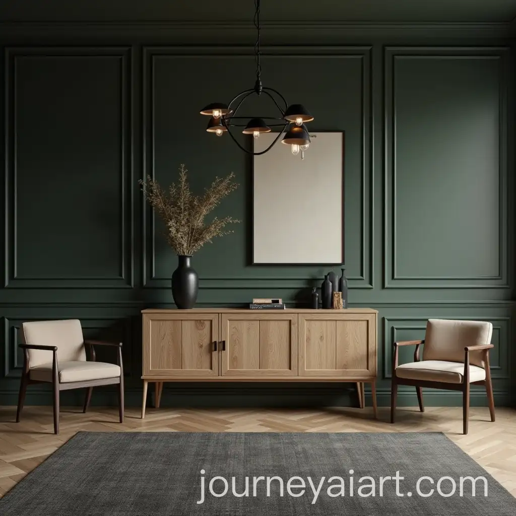 Minimalist-Sophisticated-Living-Room-with-Dark-Tones-and-Light-Oak-Sideboard