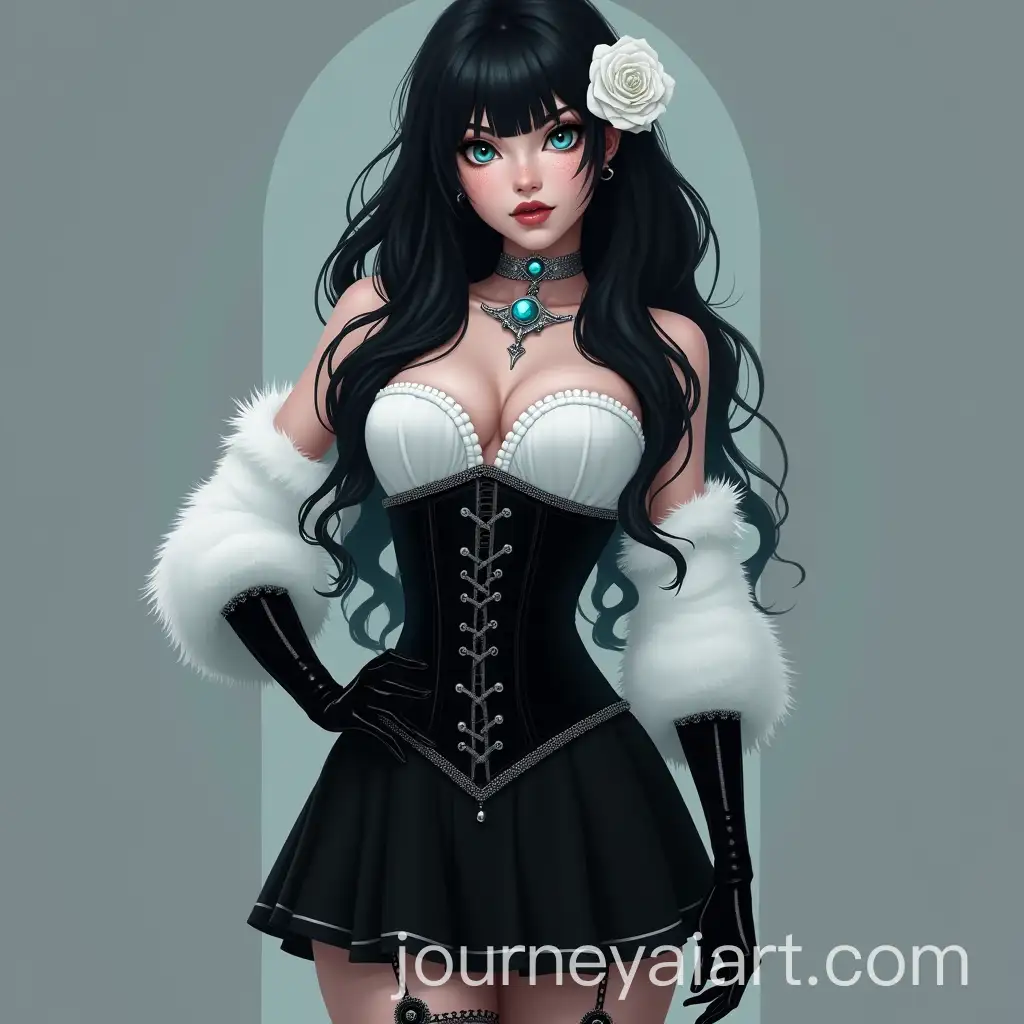 Elegant-SirenInspired-Fashion-with-Icy-Blue-Accents-and-White-Roses