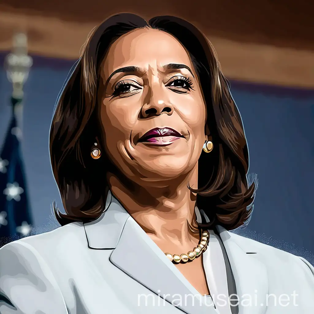 Vintage HandDrawn Portrait of Kamala Harris