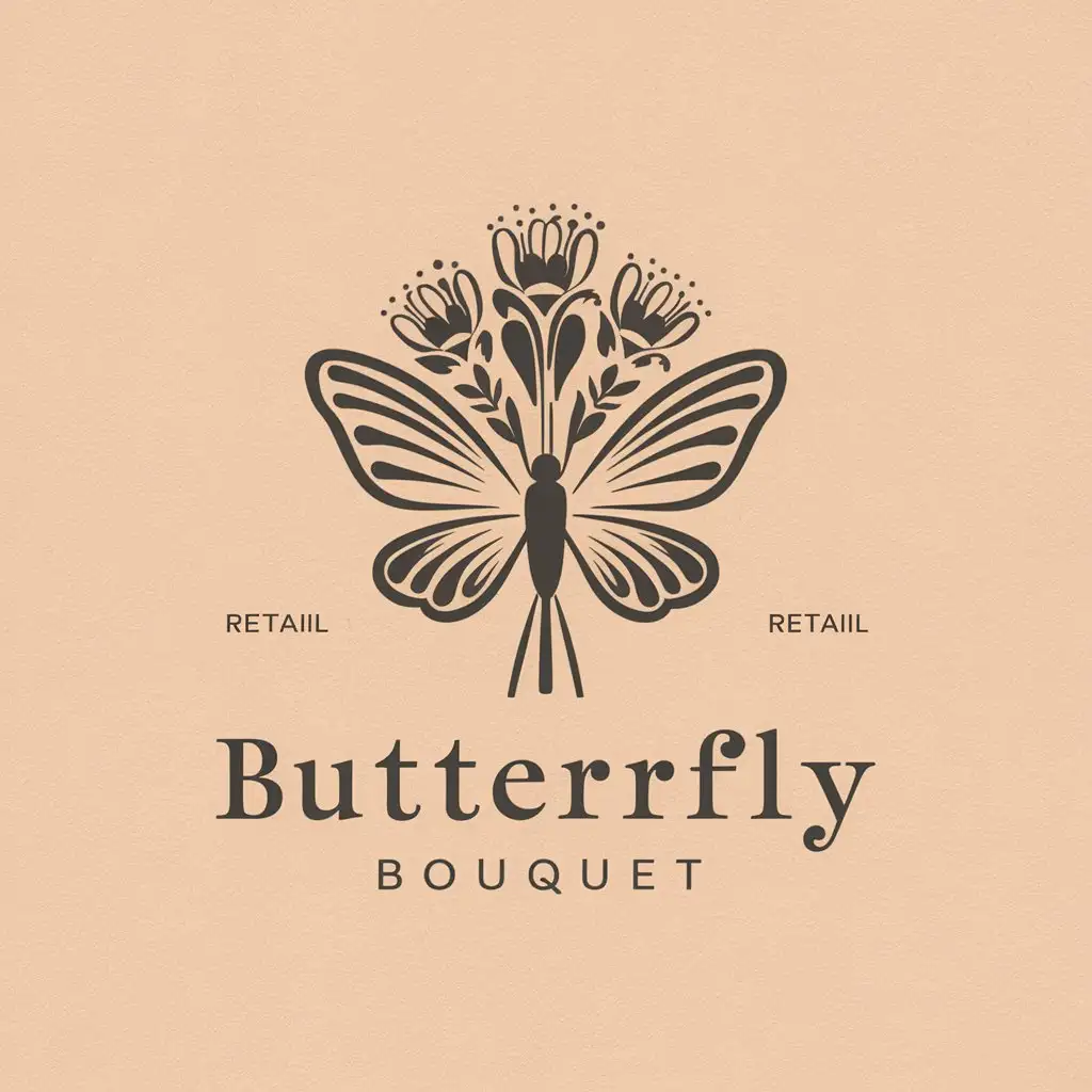 a vector logo design,with the text "Butterfly bouquet flowers", main symbol:Art Bouquet,Moderate,be used in Retail industry,clear background