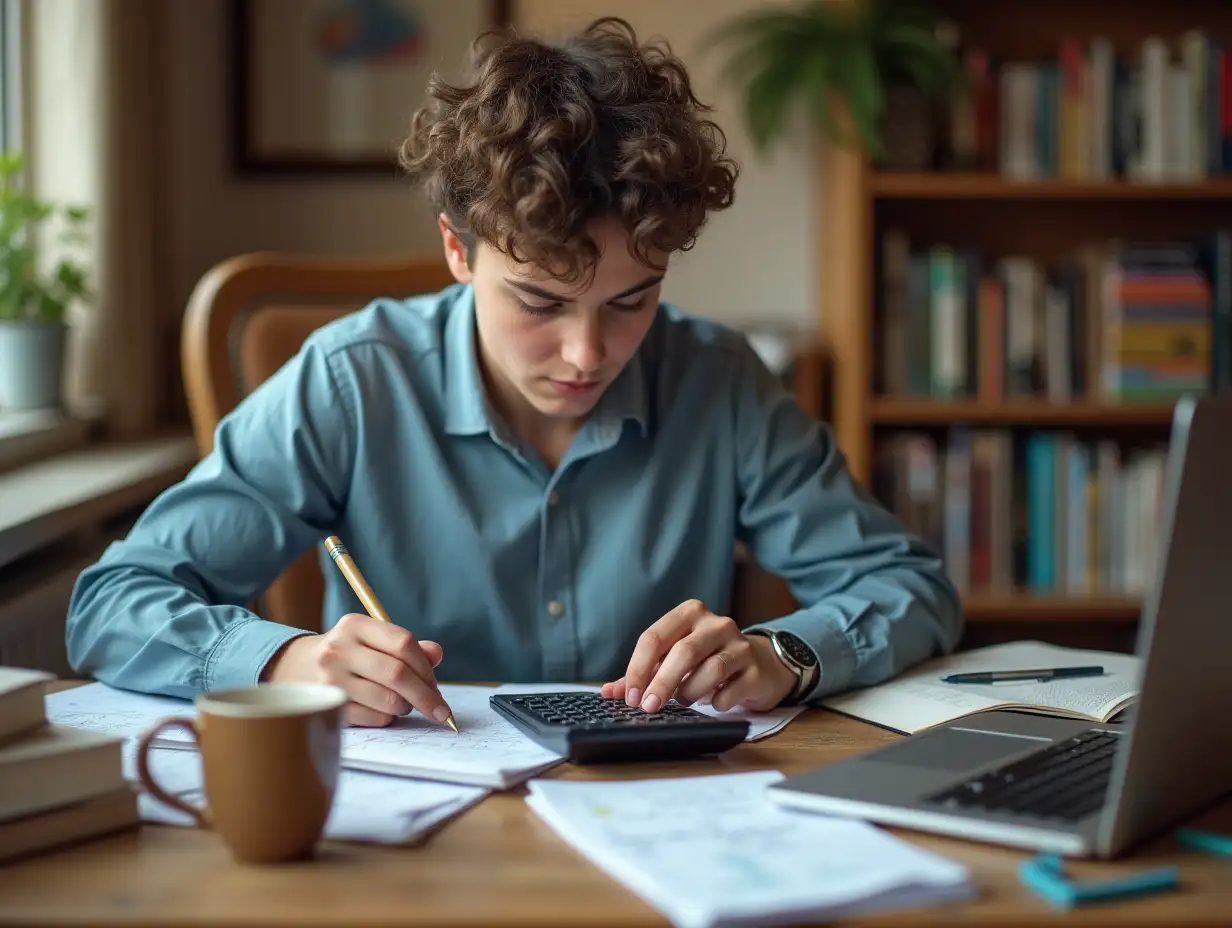 Student-Accountant-Working-with-Study-Materials-in-a-Home-Office