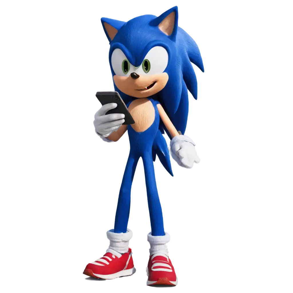 Sonic-Laughing-at-Cellphone-Vibrant-PNG-Image-for-Online-Engagement