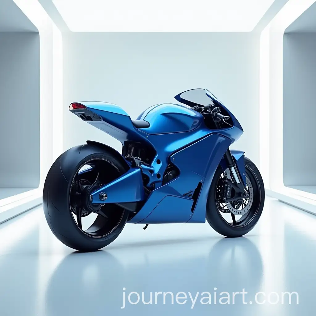 Futuristic-Metallic-Blue-Norton-V4-SV-Motorcycle-in-UltraModern-Showroom