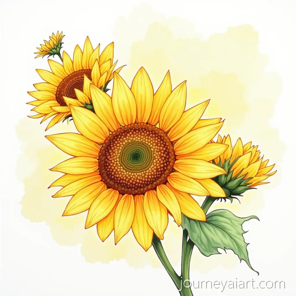 Bright-Watercolor-Illustration-of-Sunflowers-in-Full-Bloom
