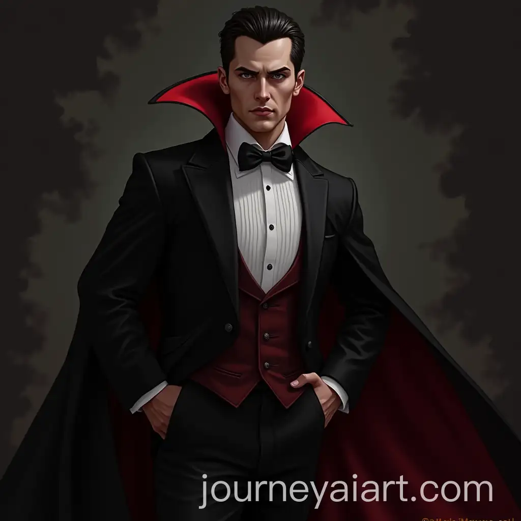 Handsome-Female-Dracula-in-Muscular-Pose-with-Fancy-Gentleman-Look