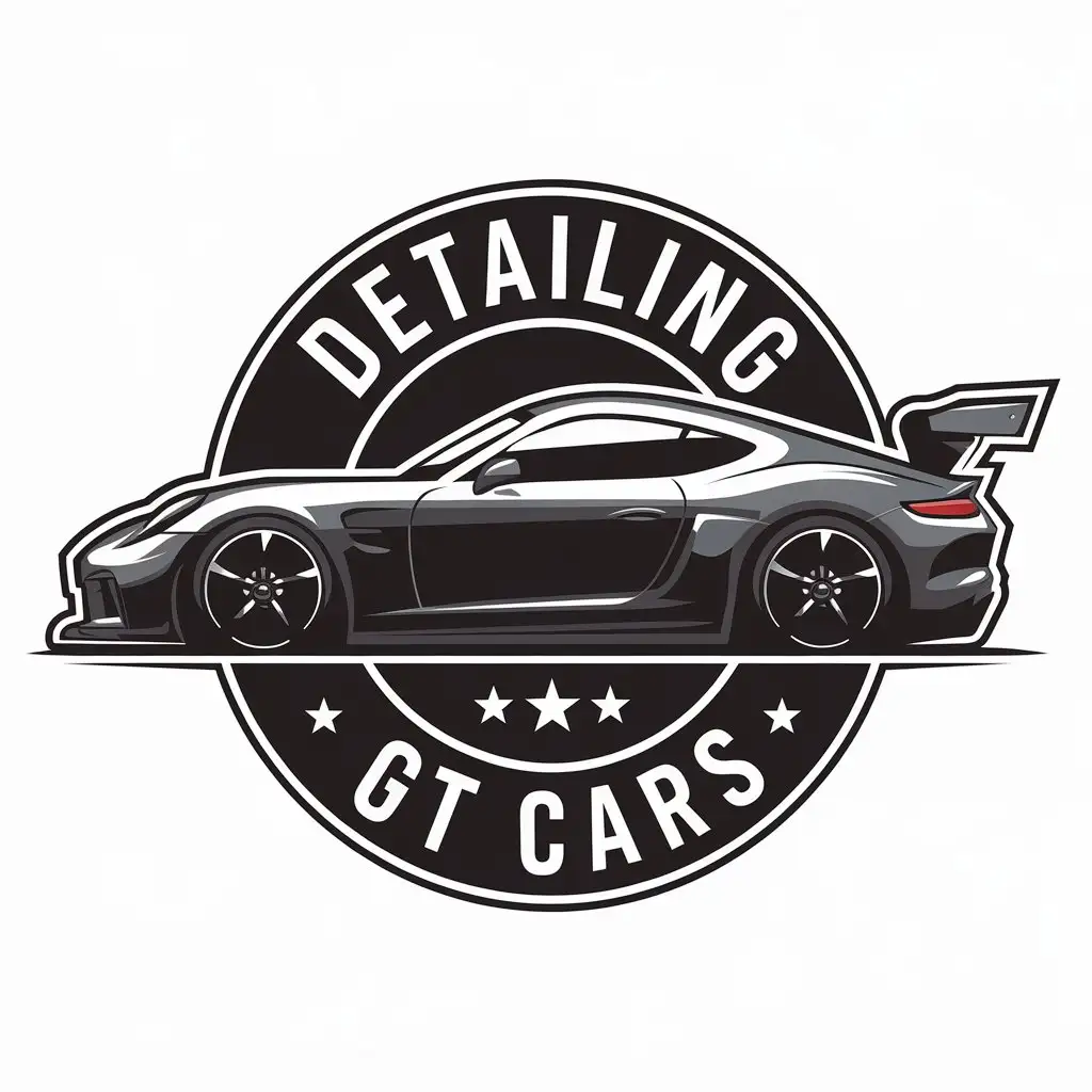 a vector logo design,with the text "Detailing GT cars", main symbol:Cars,Moderate,clear background