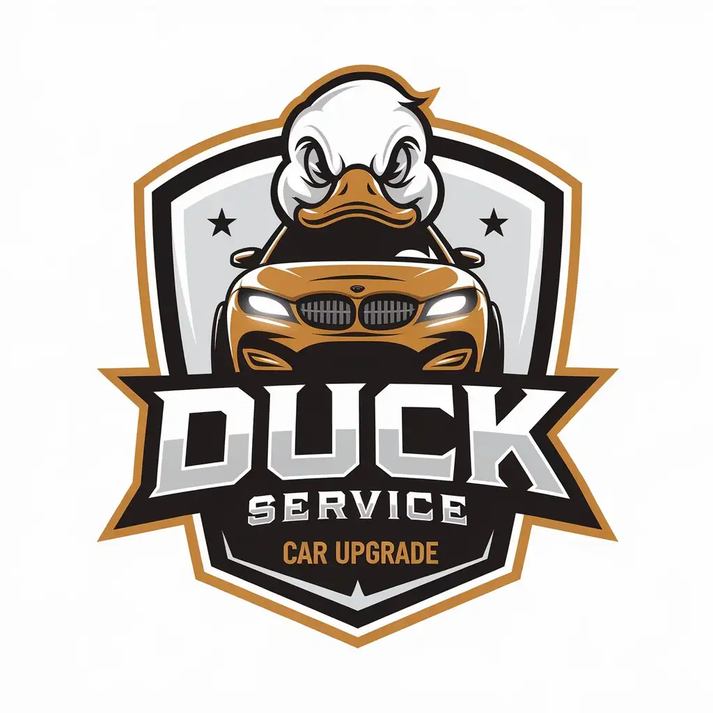 LOGO Design for Duck Service Automotive Industry with Car Upgrade Symbol