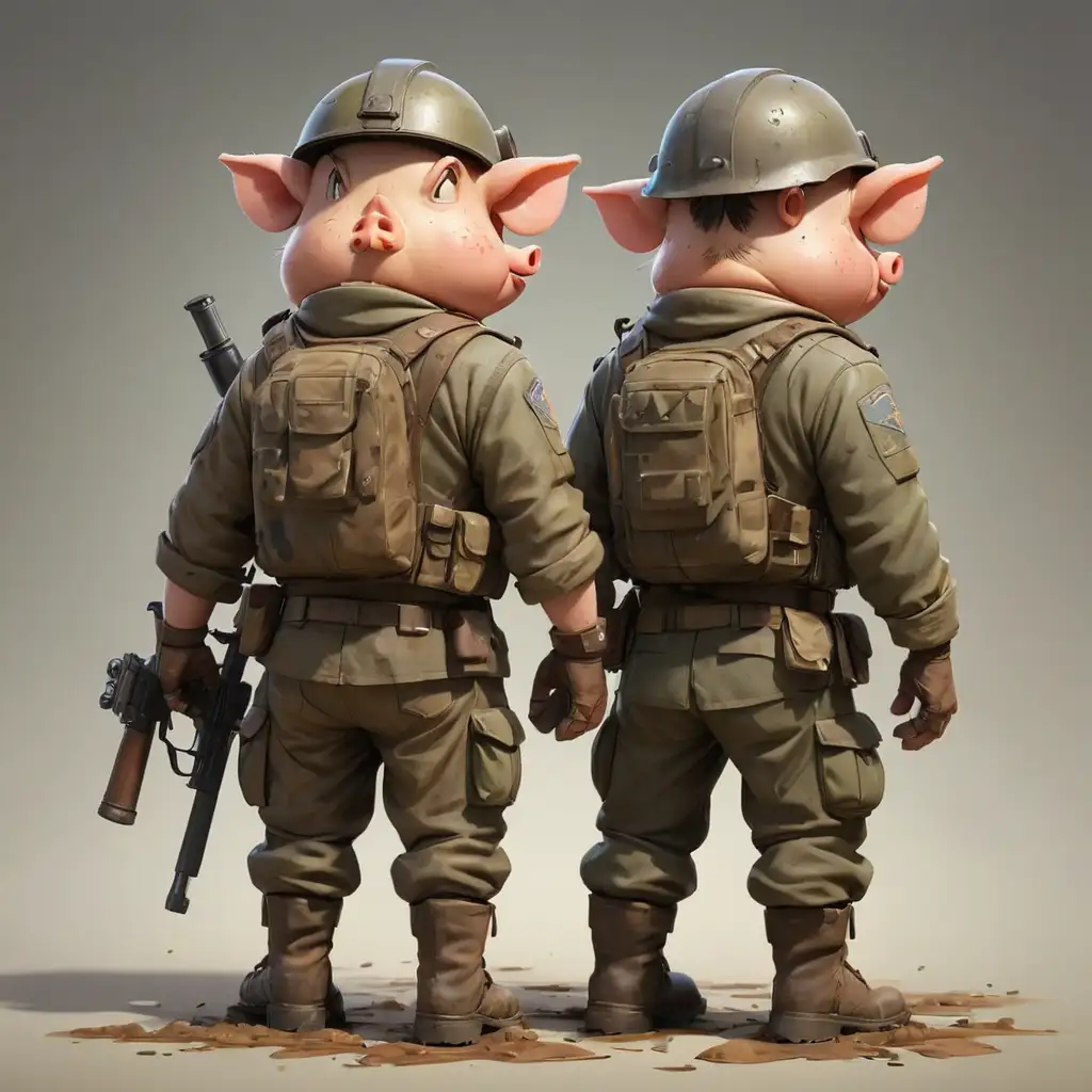 Two-Cartoon-Pigs-in-Grimy-Soldier-Gear-at-War-Back-View