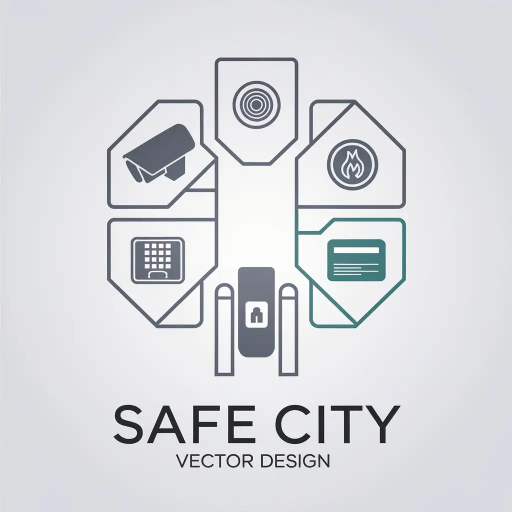 LOGO Design for SAFE CITY Sleek Modern Security Logo with Geometric Symbols