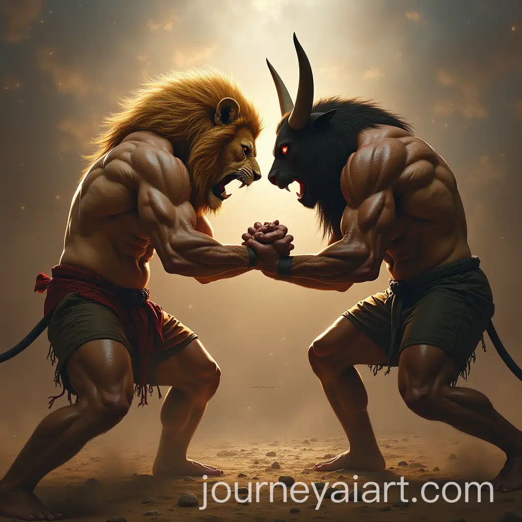 Epic-Battle-Between-a-Muscular-Human-with-a-Lion-Head-and-a-Muscular-Human-with-a-Bull-Head