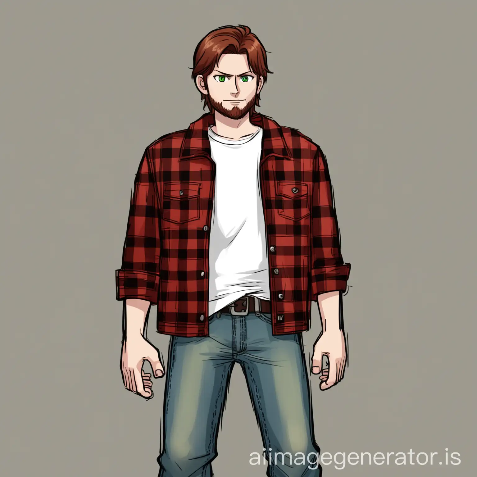 30YearOld-ManAI-Art-Prompt-Expansion-in-Red-and-Black-Flannel-Jacket-Inspired-by-Korean-Webtoon-Character