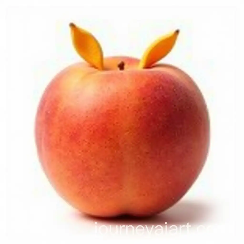 Realistic-Peach-with-Large-Soviet-Ushanka-Hat-on-White-Background