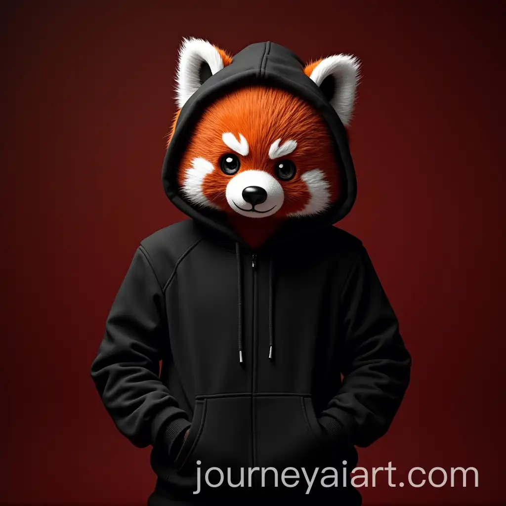 Playful-Red-Panda-Mascot-Design-in-Black-Hoodie