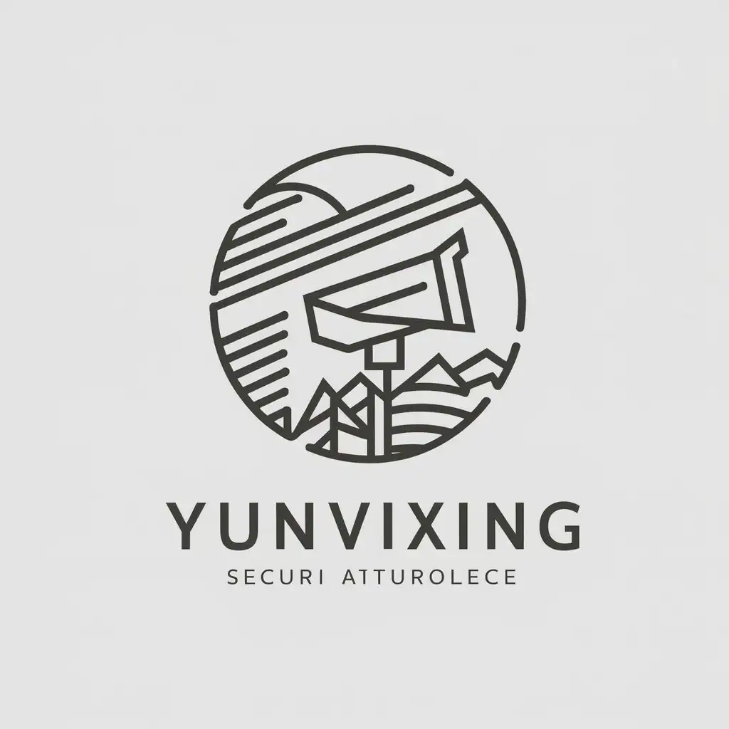 a vector logo design,with the text "Yunvixing", main symbol:surveillance, technology, security, streamers, outdoors,Minimalistic,be used in security industry,clear background