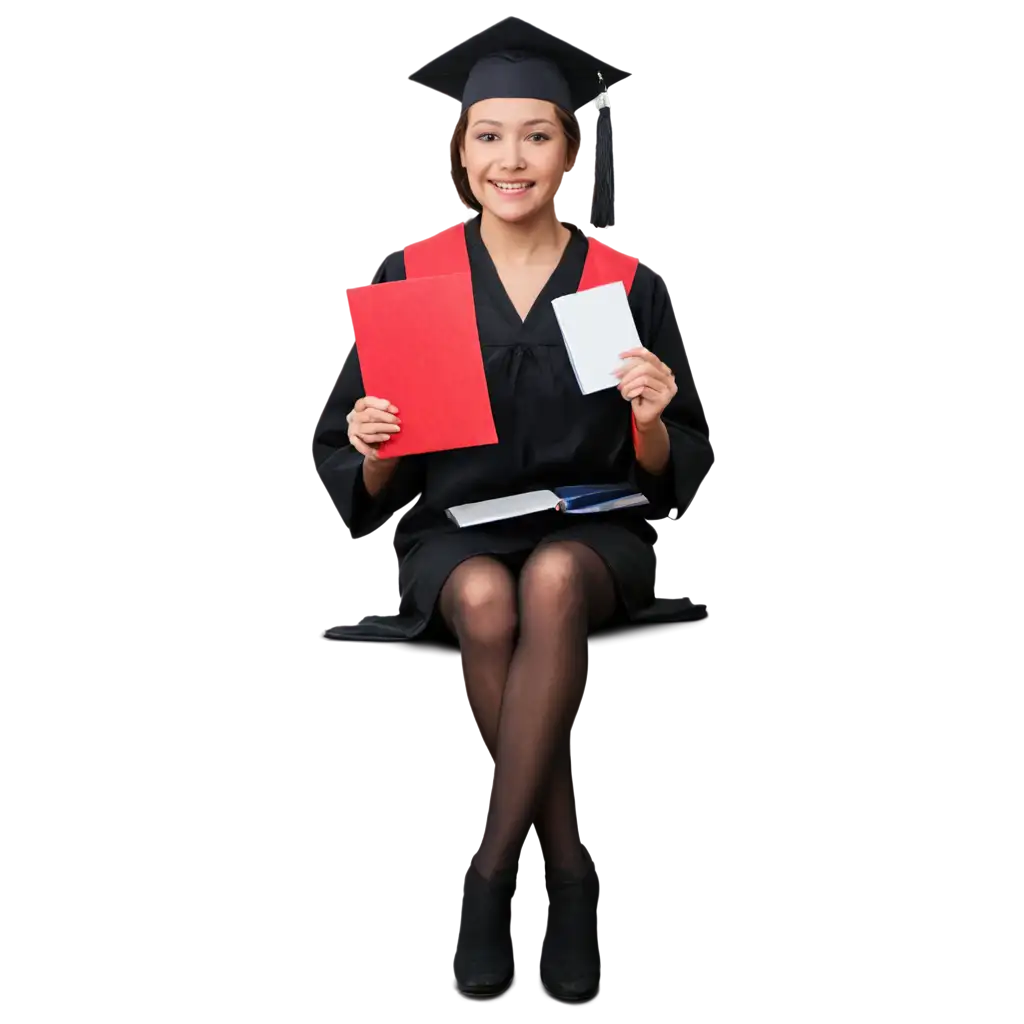 Sitting-Student-Holding-a-Degree-Cap-in-Air-PNG-Image-Educational-Achievement-Visualized