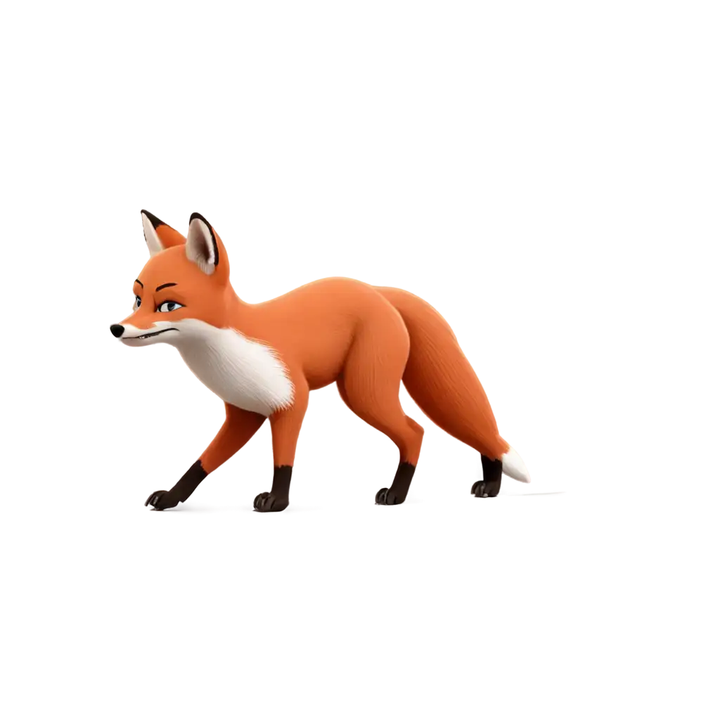 Cartoon-Sly-Fox-Walking-on-All-Fours-PNG-HighQuality-Image-for-Creative-Use