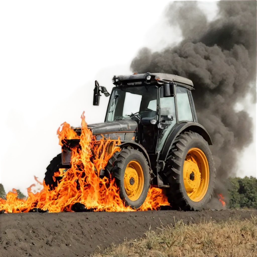 PNG-Image-of-a-Tractor-Catching-Fire-HighQuality-Illustration-for-Dramatic-Visuals