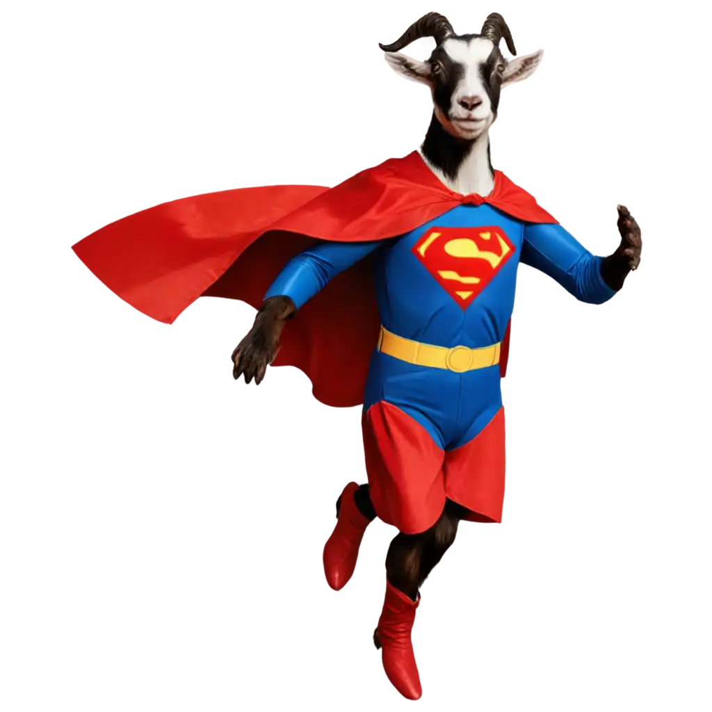 PNG-Image-of-a-Goat-Flying-in-a-Superhero-Costume-like-Superman-Enhance-Your-Content-with-HighQuality-Visuals