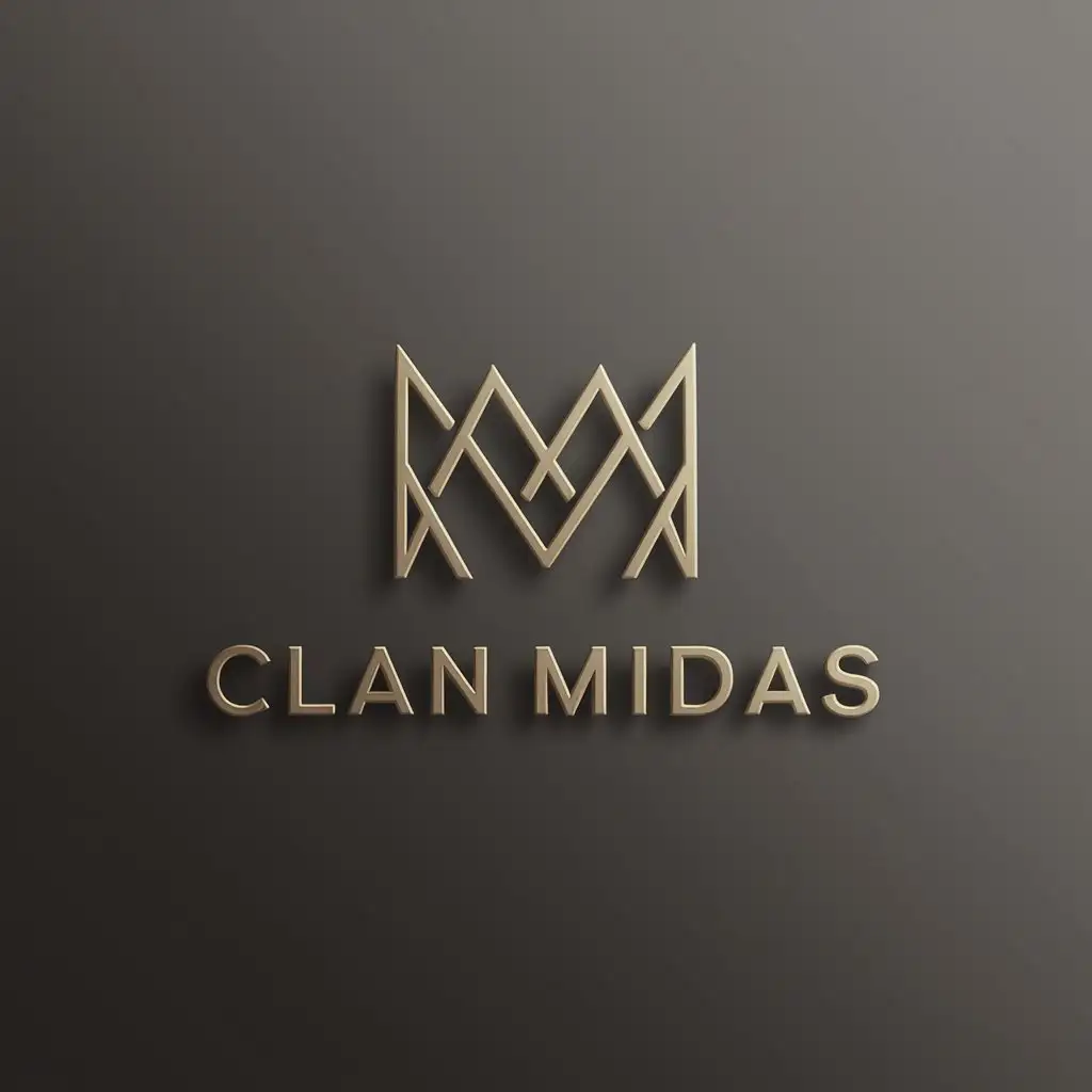 a logo design,with the text "Clan Midas", main symbol:M,Minimalistic,be used in Entertainment industry,clear background