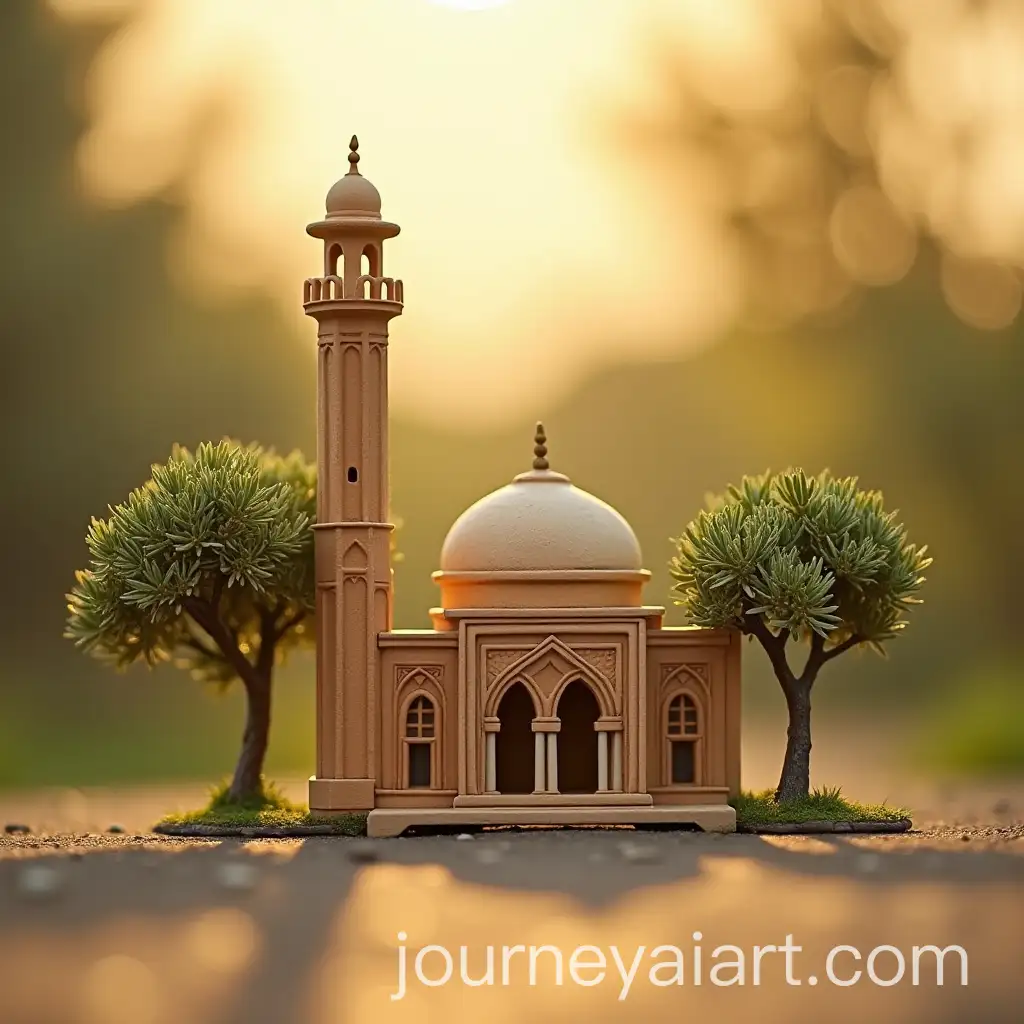Miniature-Mosque-Surrounded-by-Olive-Trees-in-Warm-Tones