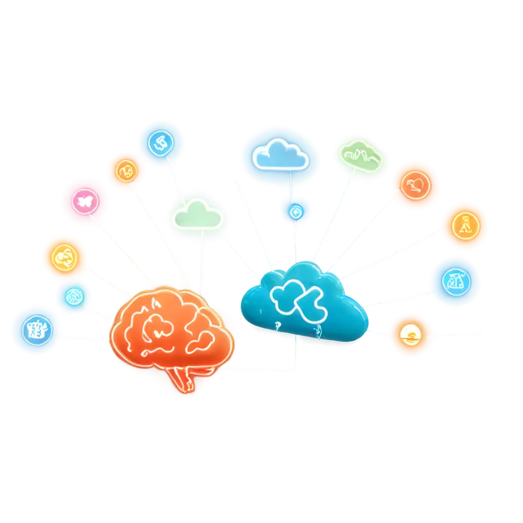 Glowing-AI-Brain-ConnectedPNG-Image-Usage-Guide-to-SMB-Icons-and-Cloud-HighQuality-PNG-Design-for-Modern-Technology-Concepts