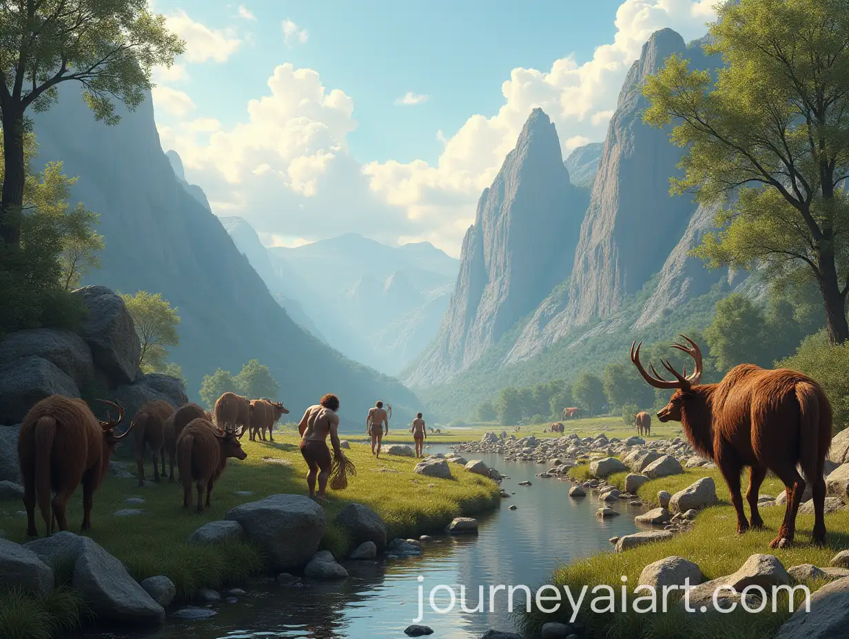 Neanderthals-Disappearing-in-Ancient-Landscape-with-Mountains-Rivers-and-Wildlife
