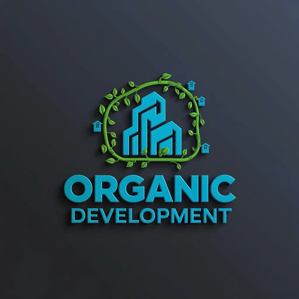 LOGO Design For Organic Development Building and Vine Theme on Dark Background