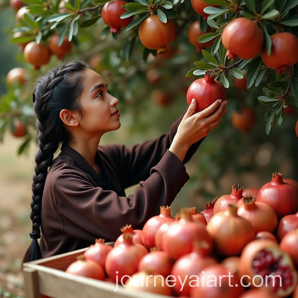 Teenage-Girl-Harvesting-Pomegranates-on-a-Sunny-Day