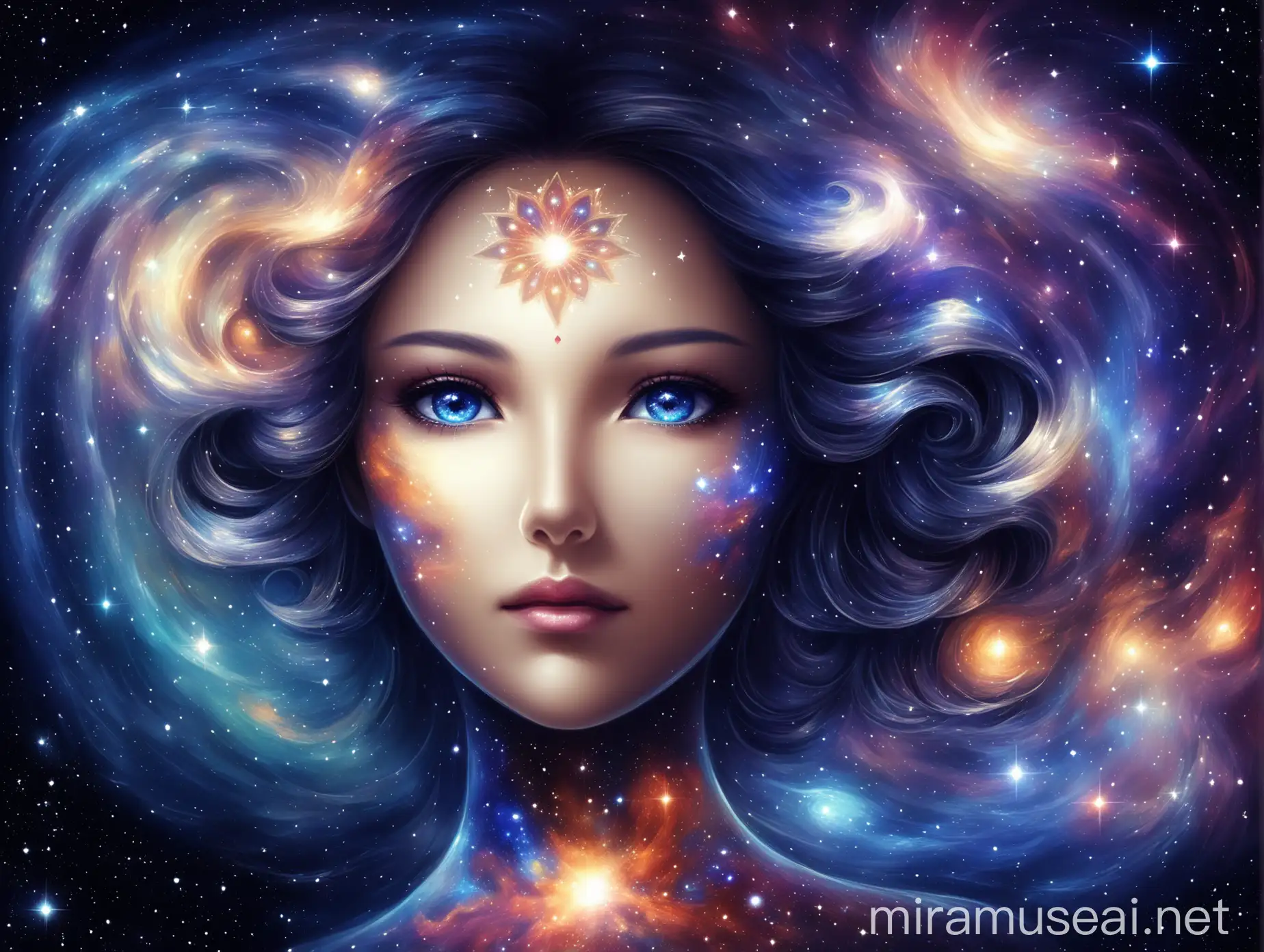 Galactic Beauty Portrait of a Lady with Cosmic Elements